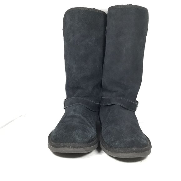 Sonoma Women's Leather Quilted Tall Boots Buckle Detail Black Size 10 - Picture 2 of 10